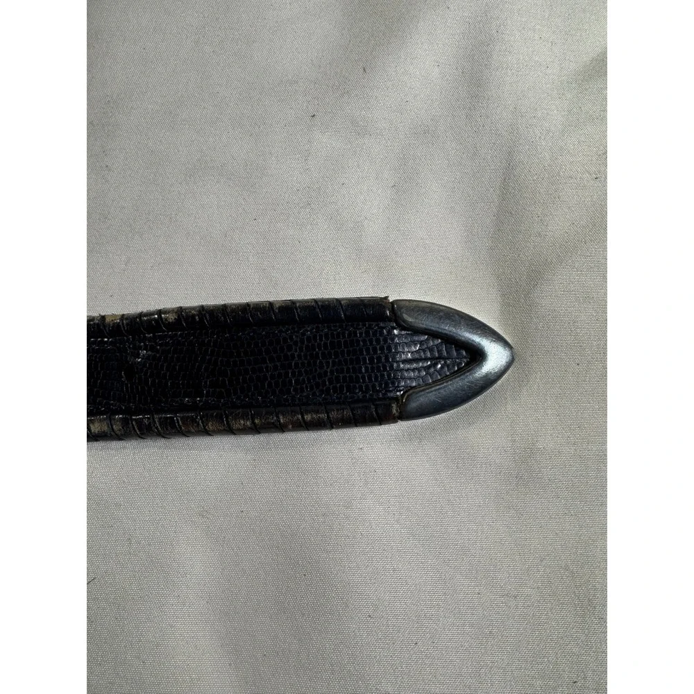 Arden Leather Co Mens Black Embossed Teju Lizard Grain Western Belt 3-Piece